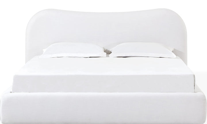 Elena Upholstered Bed in Vanilla Linen — white background, front view