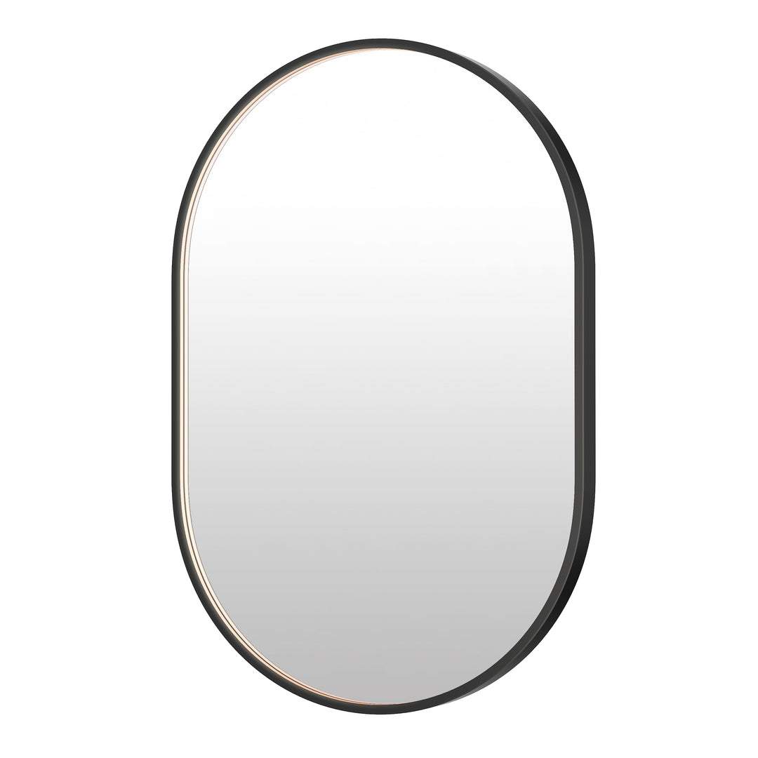 Elisse Oval 24" x 36" LED Mirror by ET2 Lighting in Black, front view