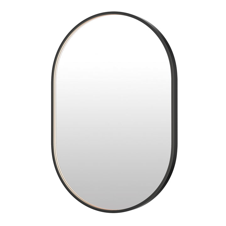 Elisse Oval 24" x 36" LED Mirror by ET2 Lighting in Black, front view