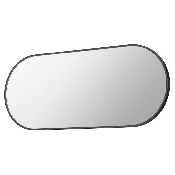Elisse Oval 68" x 28" LED Mirror by ET2 Lighting in Black, front view