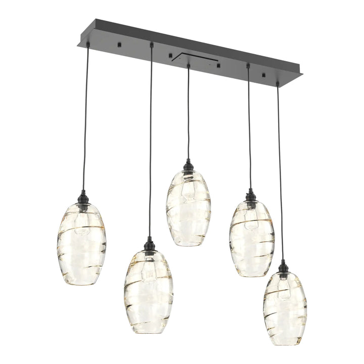 Ellisse Linear Pendant Chandelier by Hammerton Studio, 5 Lights