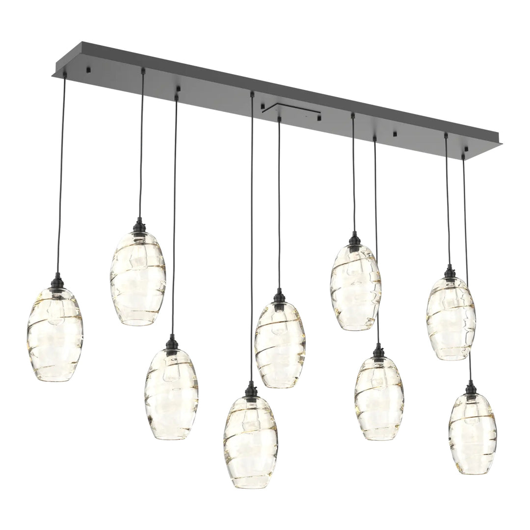 Ellisse Linear Pendant Chandelier by Hammerton Studio, 9 Lights