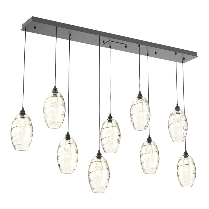 Ellisse Linear Pendant Chandelier by Hammerton Studio, 9 Lights