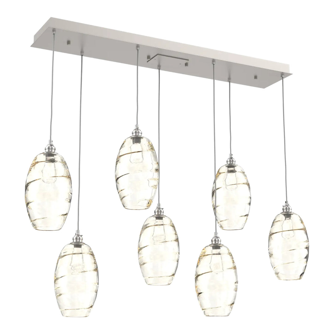 Ellisse Linear Pendant Chandelier by Hammerton Studio in Beige Silver