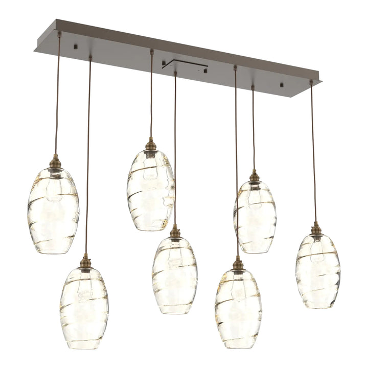 Ellisse Linear Pendant Chandelier by Hammerton Studio in Flat Bronze