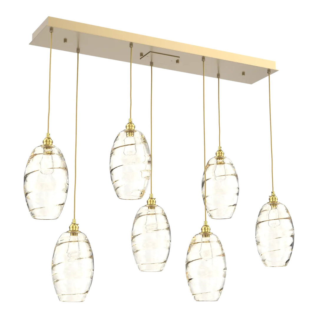 Ellisse Linear Pendant Chandelier by Hammerton Studio in Gilded Brass