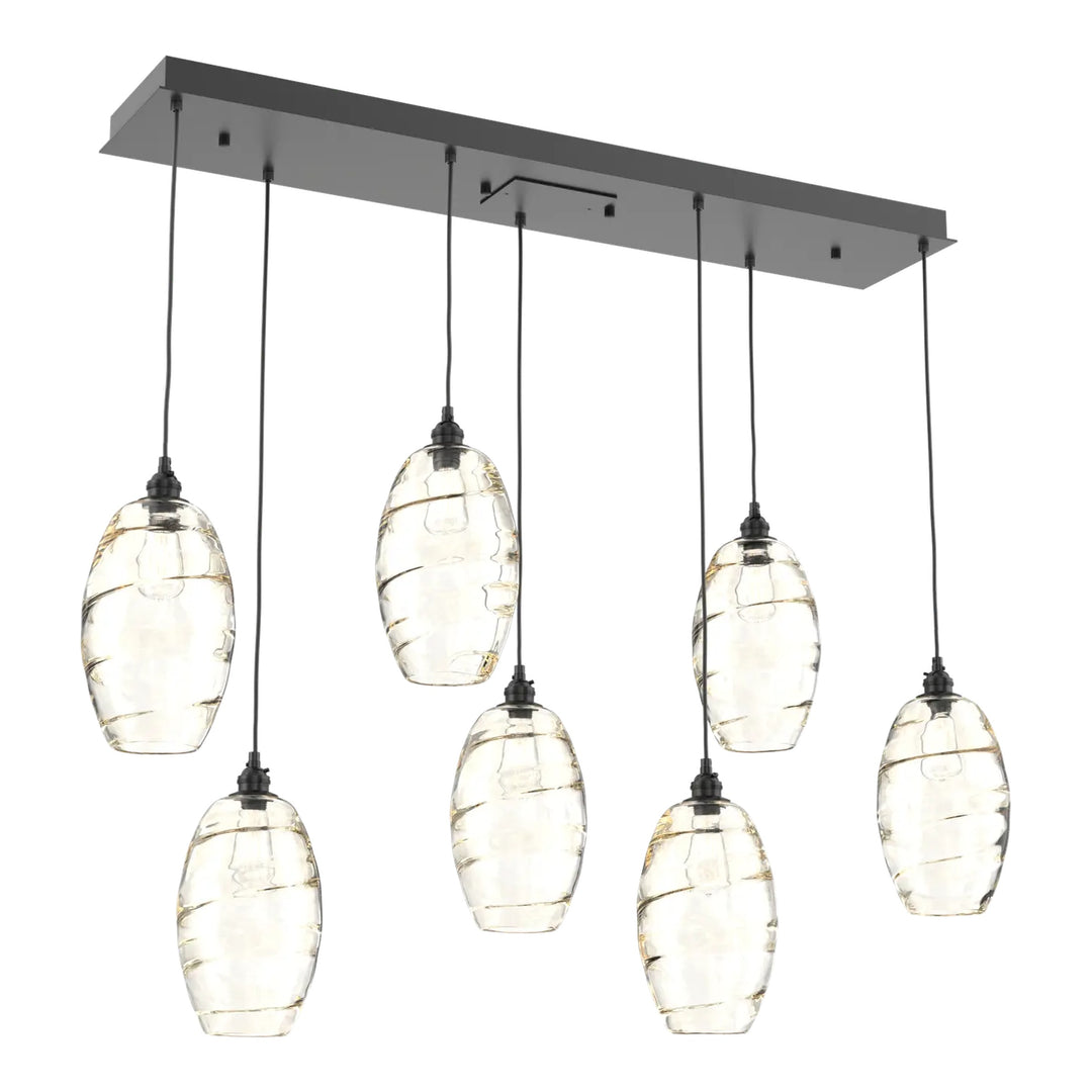 Ellisse Linear Pendant Chandelier by Hammerton Studio in Matte Black
