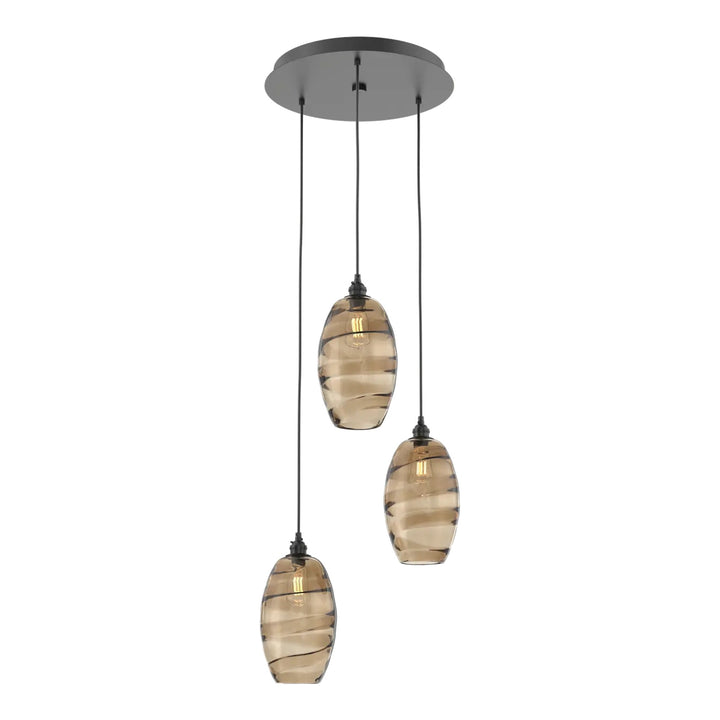 Ellisse Round Pendant Chandelier by Hammerton Studio, 3 Lights