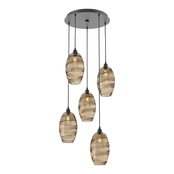 Ellisse Round Pendant Chandelier by Hammerton Studio, 5 Lights