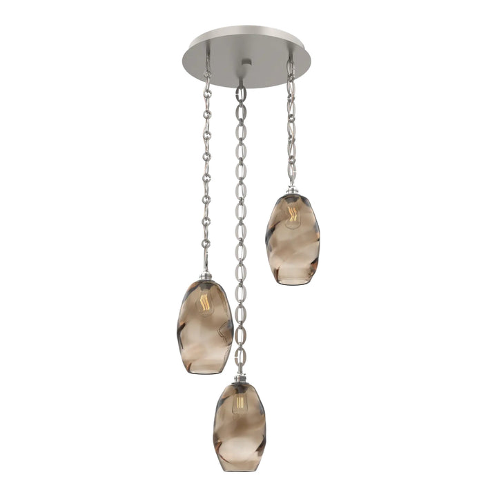 Ellisse Round Pendant Chandelier by Hammerton Studio in Beige Silver on chain