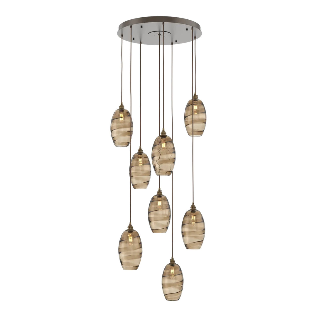 Ellisse Round Pendant Chandelier by Hammerton Studio in Flat Bronze