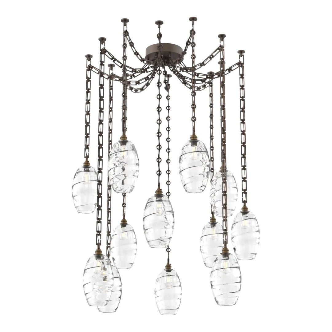 Ellisse Swag Chandelier by Hammerton Studio in Flat Bronze on chain