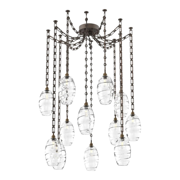 Ellisse Swag Chandelier by Hammerton Studio in Flat Bronze on chain