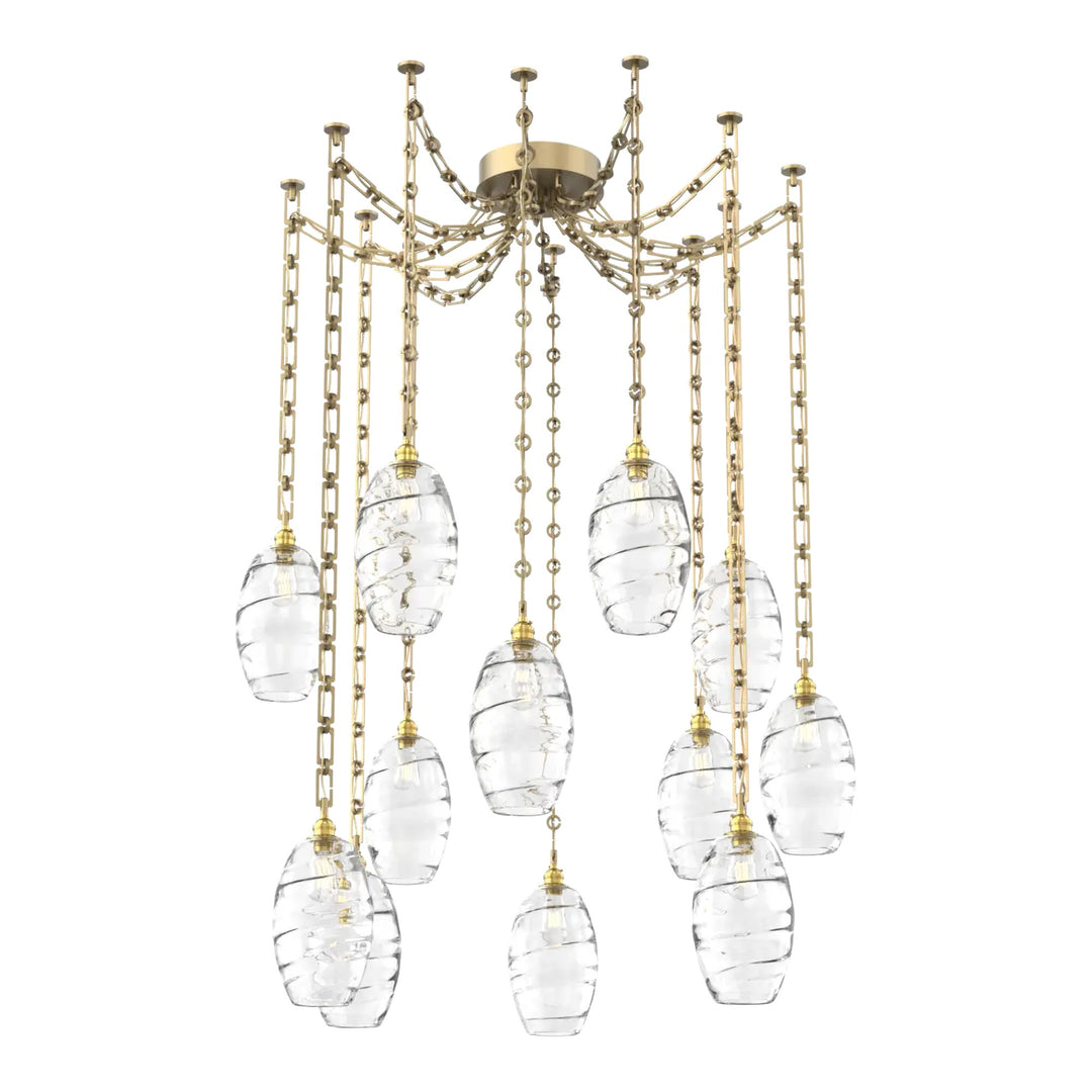 Ellisse Swag Chandelier by Hammerton Studio in Gilded Brass on chain