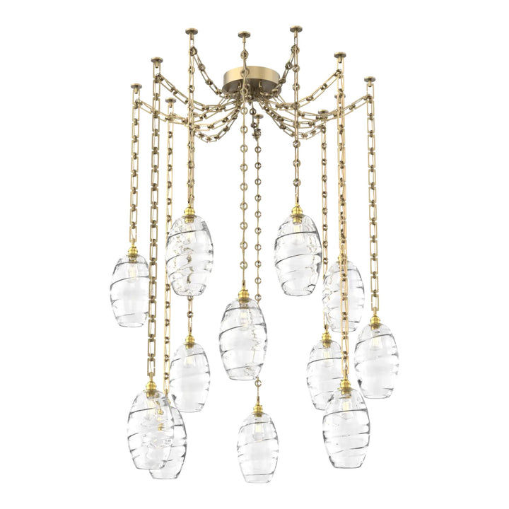 Ellisse Swag Chandelier by Hammerton Studio in Gilded Brass on chain
