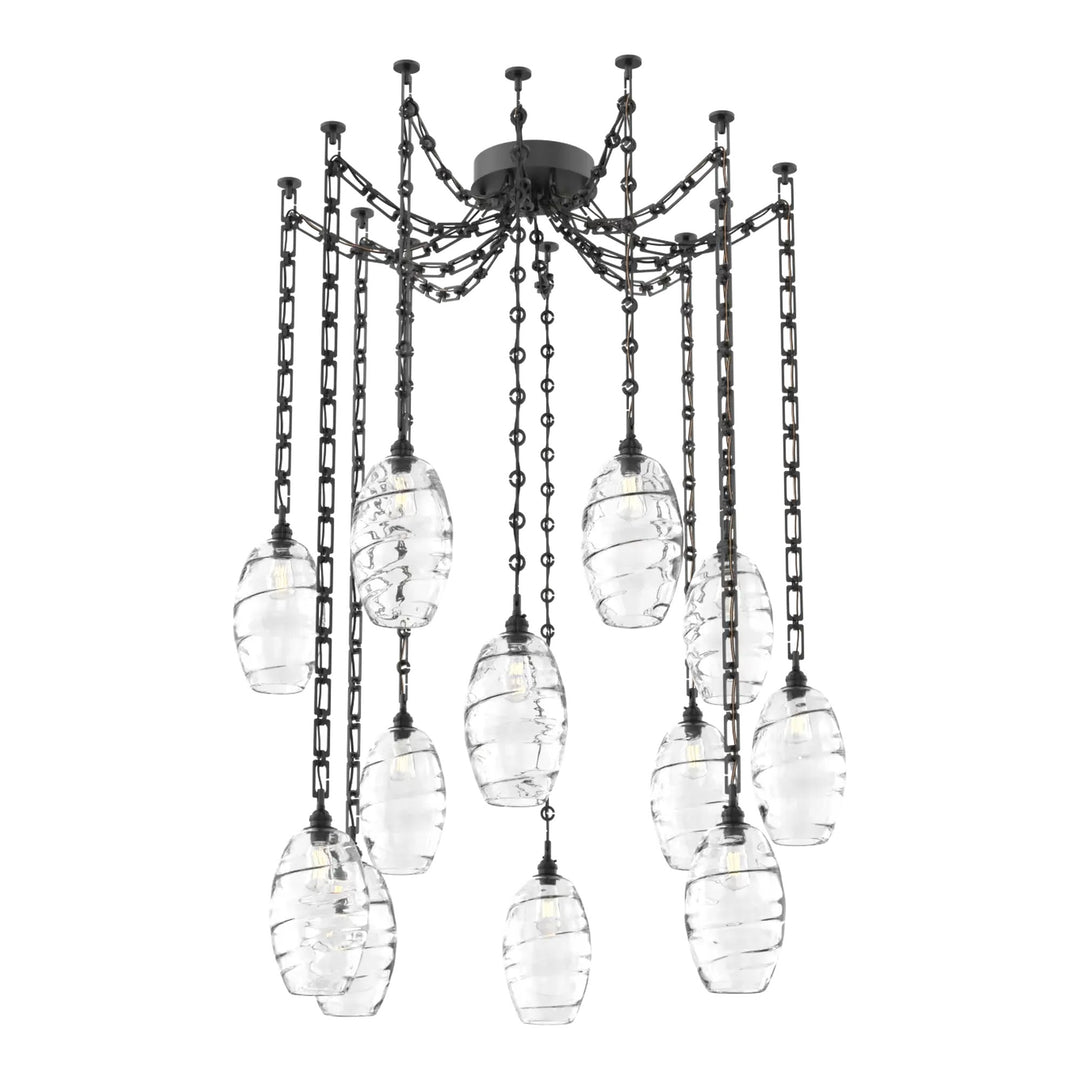 Ellisse Swag Chandelier by Hammerton Studio in Matte Black on chain