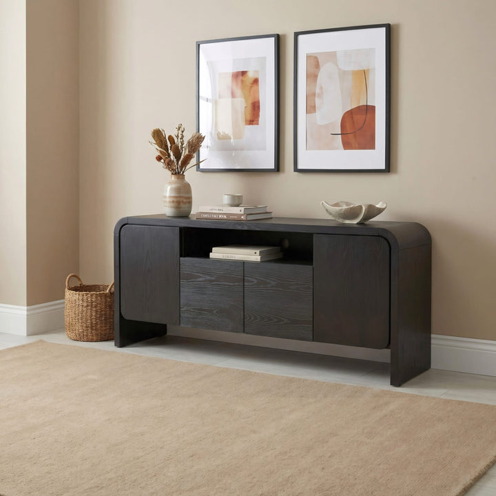 Elora 64" Entertainment Console in Jet — lifestyle photo