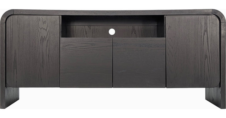 Elora 64" Entertainment Console in Jet — product view on a white background
