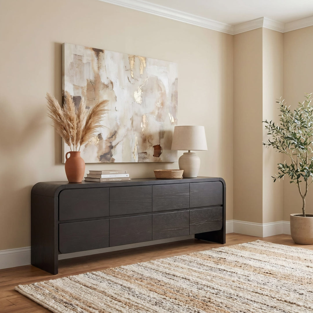 Elora 78" Entertainment Console in Jet — lifestyle photo