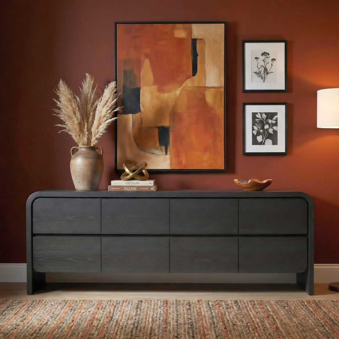 Elora 78" Entertainment Console in Jet — lifestyle photo