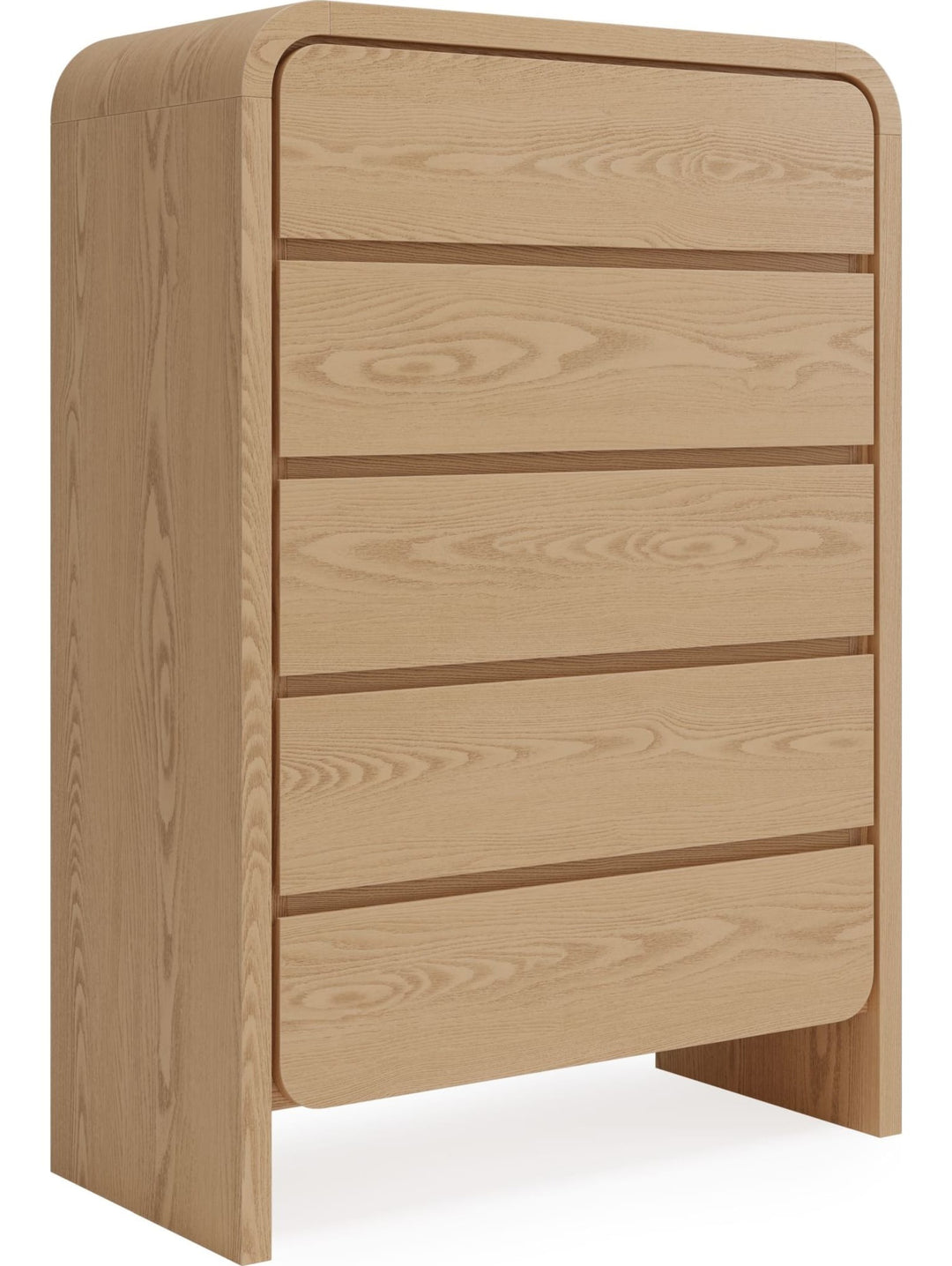 Elora Five Drawer Chest in Timber — on a white background