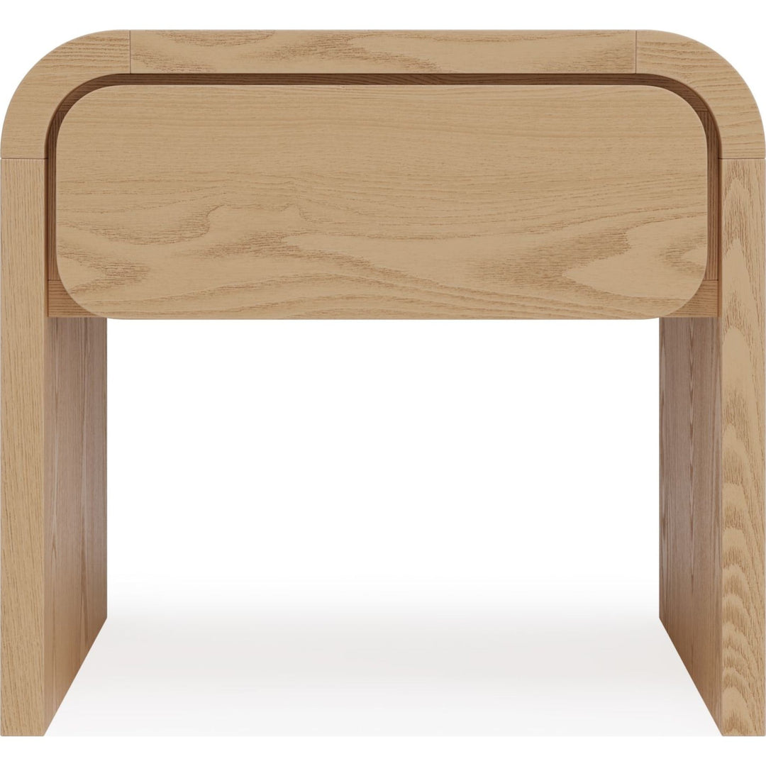 Elora One Drawer Nightstand in Timber — on a white background