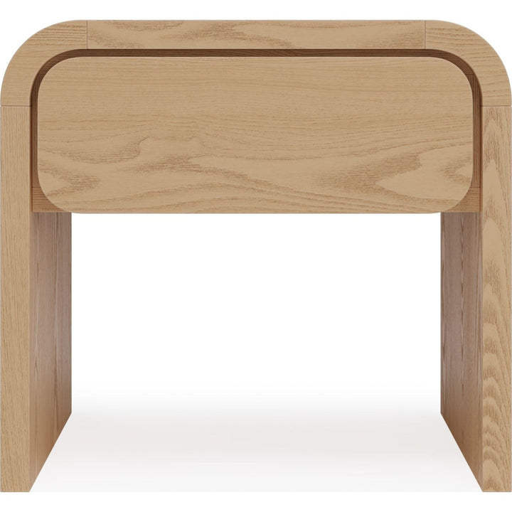 Elora One Drawer Nightstand in Timber — on a white background