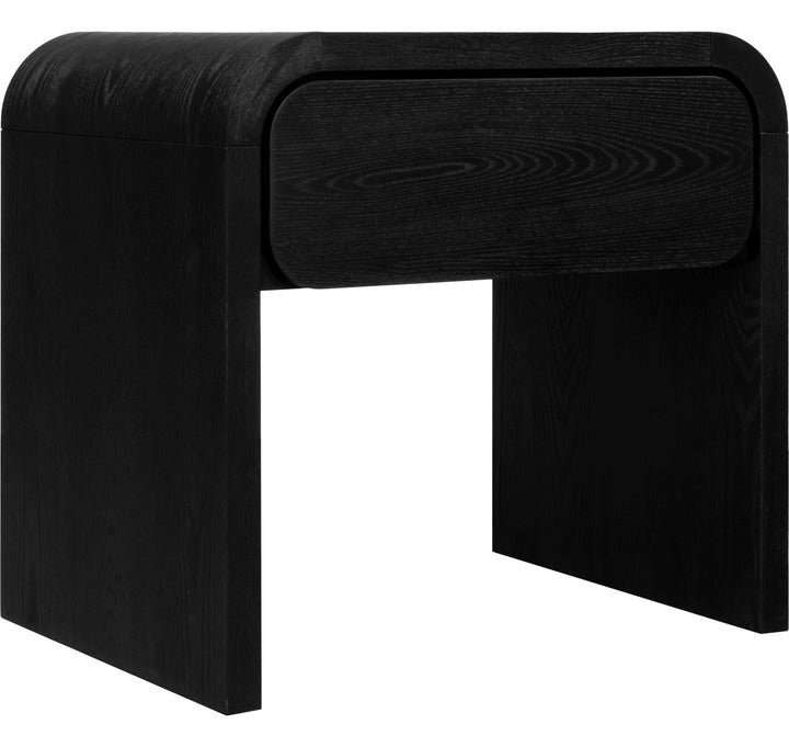 Elora One Drawer Nightstand in Jet — on a white background