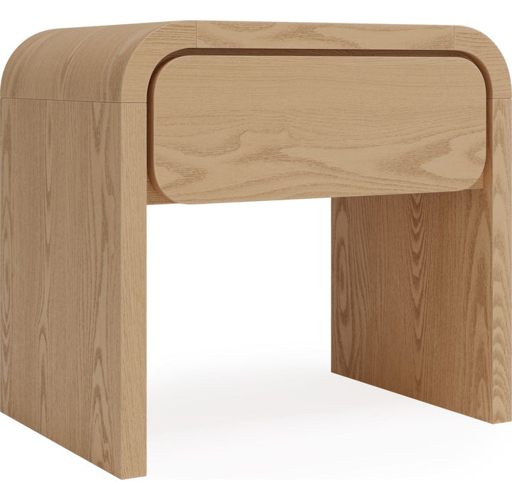 Elora One Drawer Nightstand in Timber — on a white background