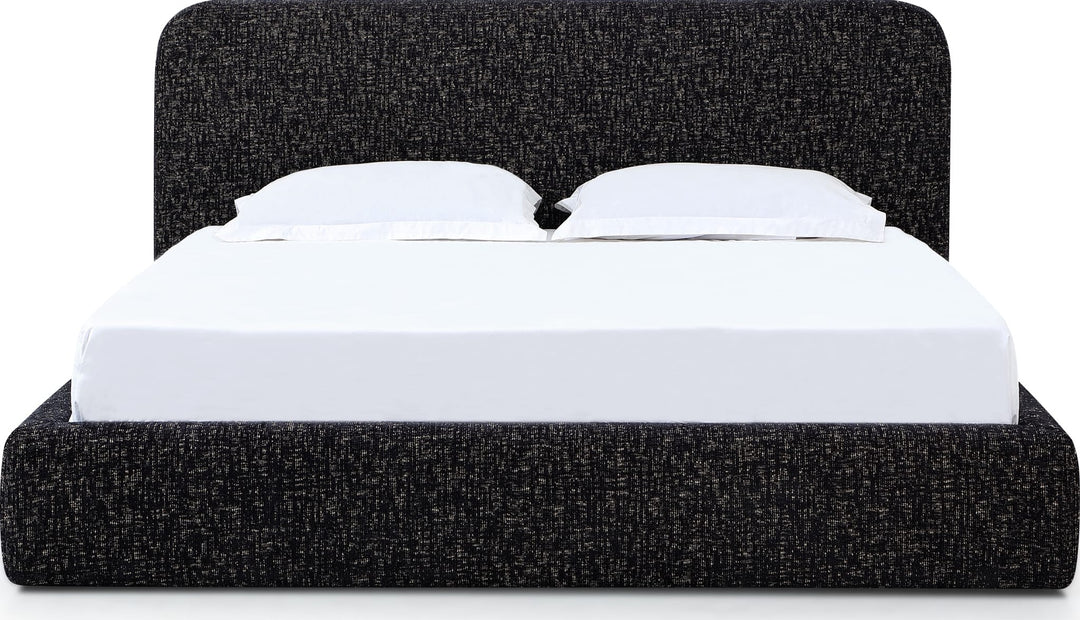 Elora Upholstered Platform Bed in Moonlight Chenille — white background, front view