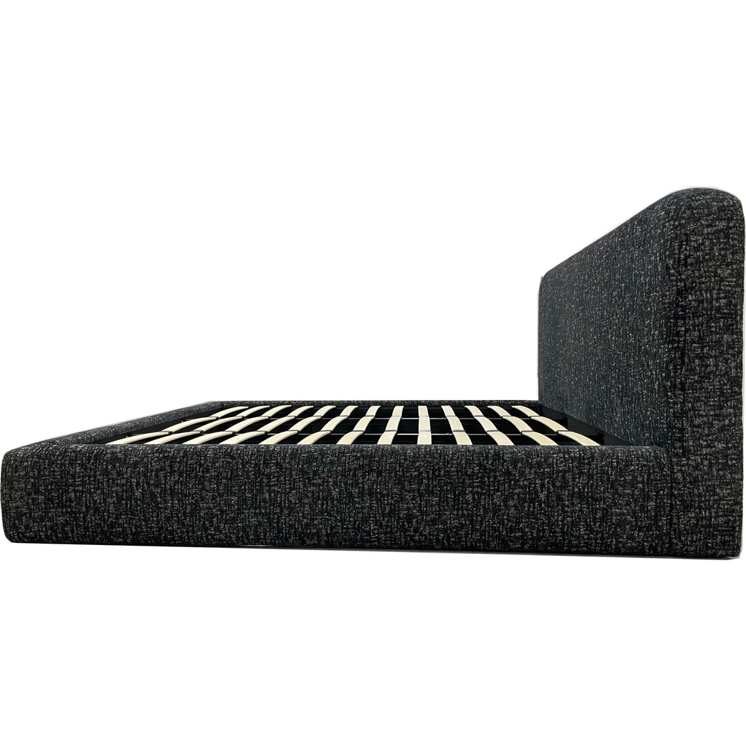 Elora Upholstered Platform Bed in Moonlight Chenille — side view without mattress