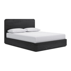 Elora Wood Platform Bed by Modus in Jet — white background, angled view