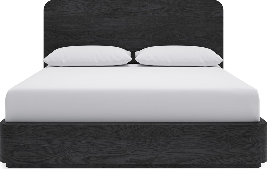 Elora Wood Platform Bed in Jet — white background, front view