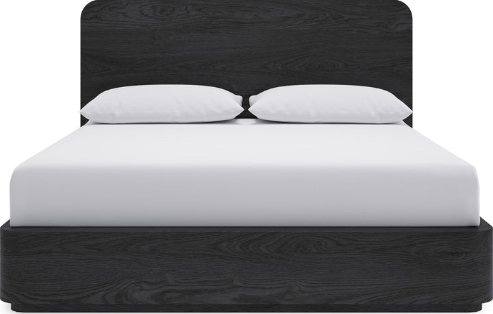 Elora Wood Platform Bed in Jet — white background, front view