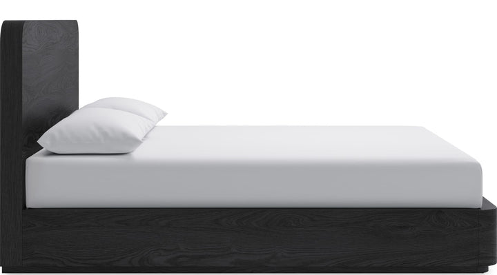 Elora Wood Platform Bed in Jet — white background, side profile