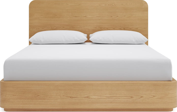 Elora Wood Platform Bed in Timber — white background, front view