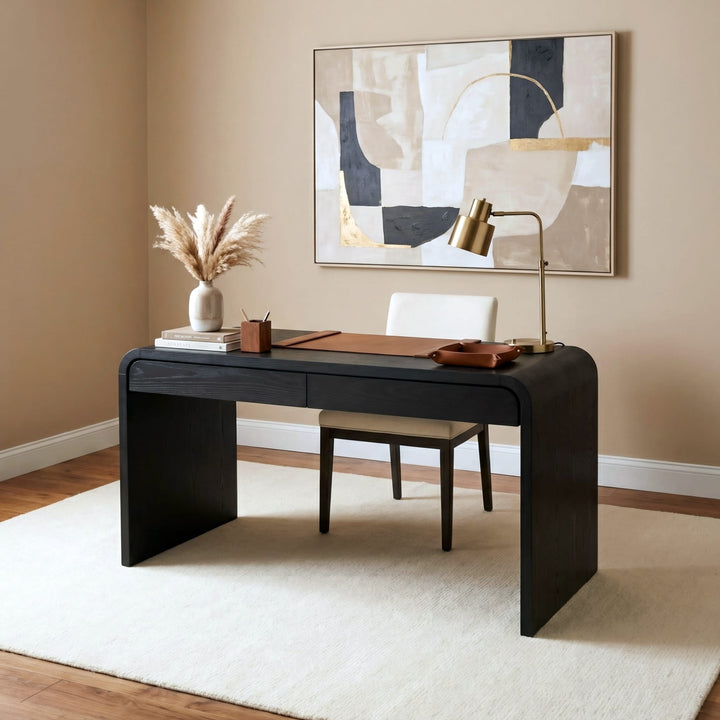 Elora Writing Desk in Jet — lifestyle photo