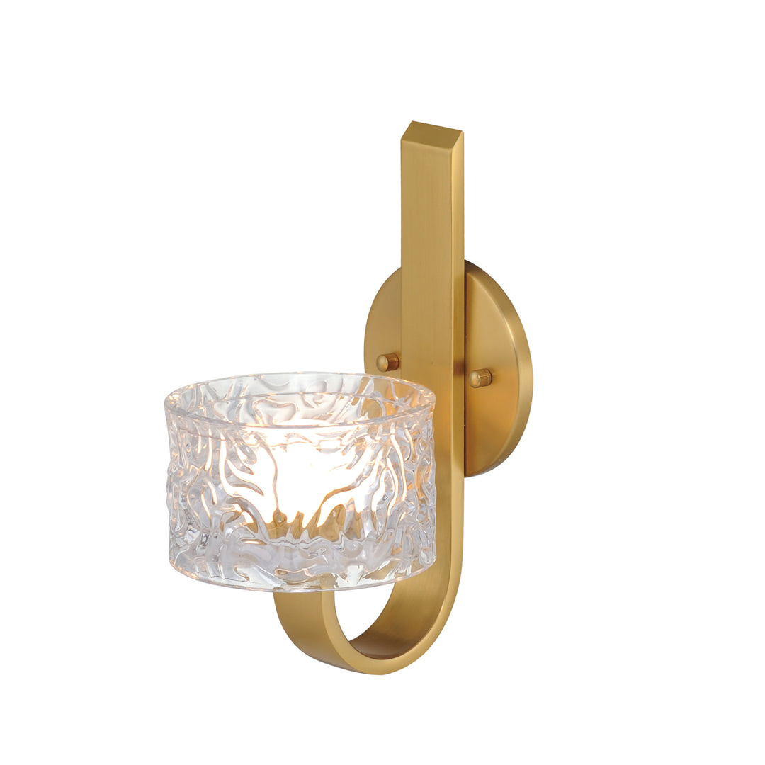 Elysian 1-Light LED Wall Sconce by ET2 Lighting in Natural Aged Brass, front view