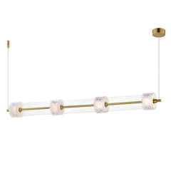 Elysian 4-Light LED Linear Pendant by ET2 Lighting in Natural Aged Brass, front view