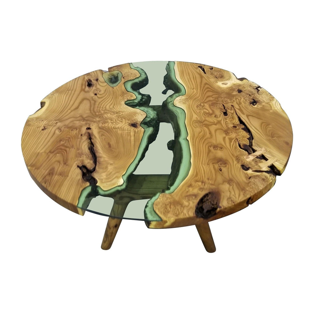 Elysion Glass River Olive Wood Coffee Table Arditi Collection