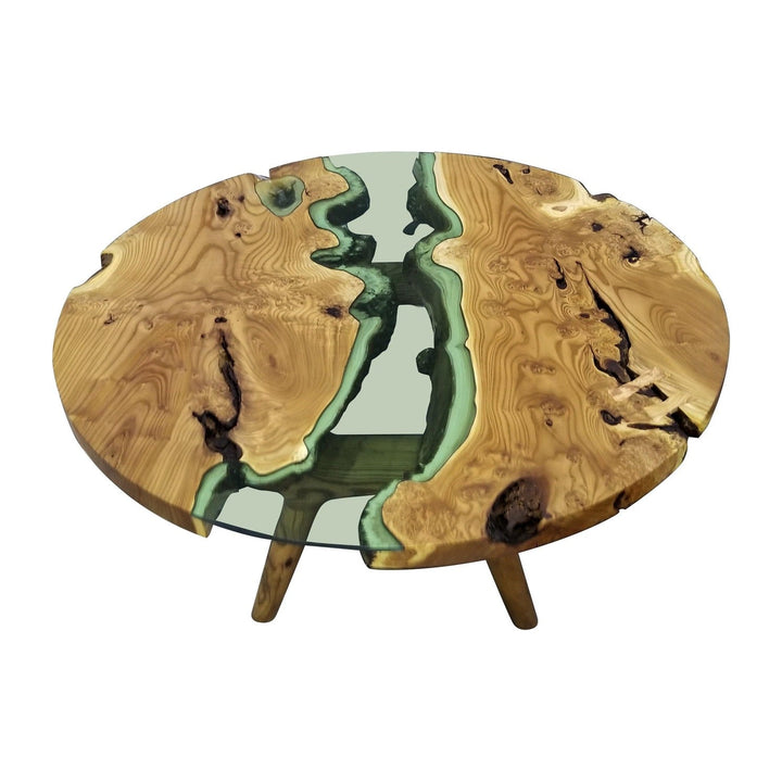 Elysion Glass River Olive Wood Coffee Table Arditi Collection