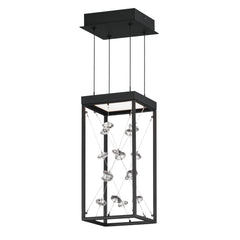 Entanglement 1-Light LED Pendant by ET2 Lighting in Black, front view