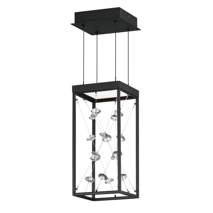 Entanglement 1-Light LED Pendant by ET2 Lighting in Black, front view