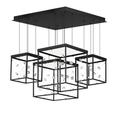 Entanglement 4-Light LED Pendant by ET2 Lighting in Black, front view