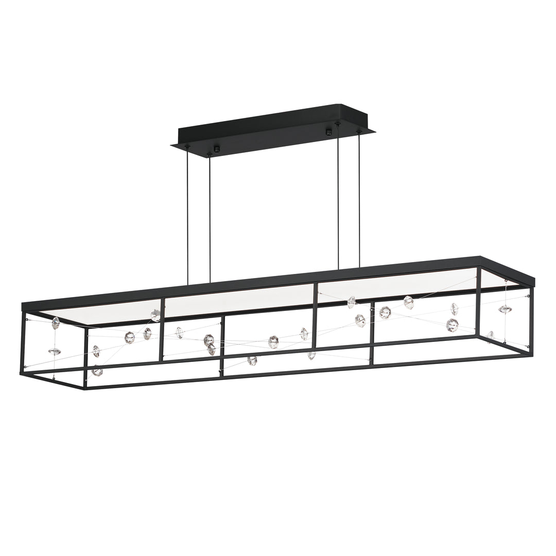 Entanglement Linear LED Pendant by ET2 Lighting in Black, front view
