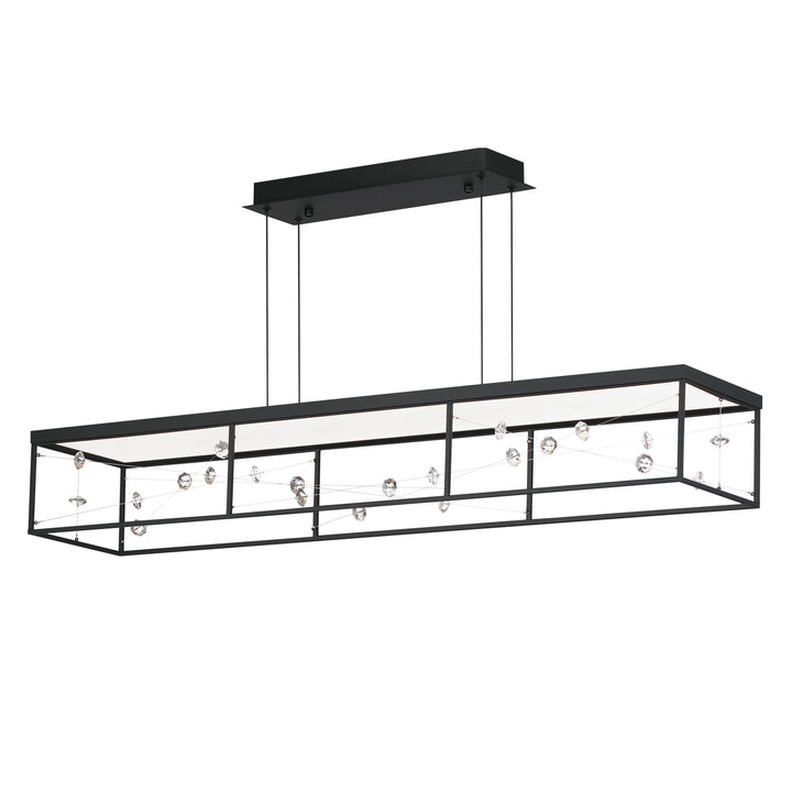 Entanglement Linear LED Pendant by ET2 Lighting in Black, front view