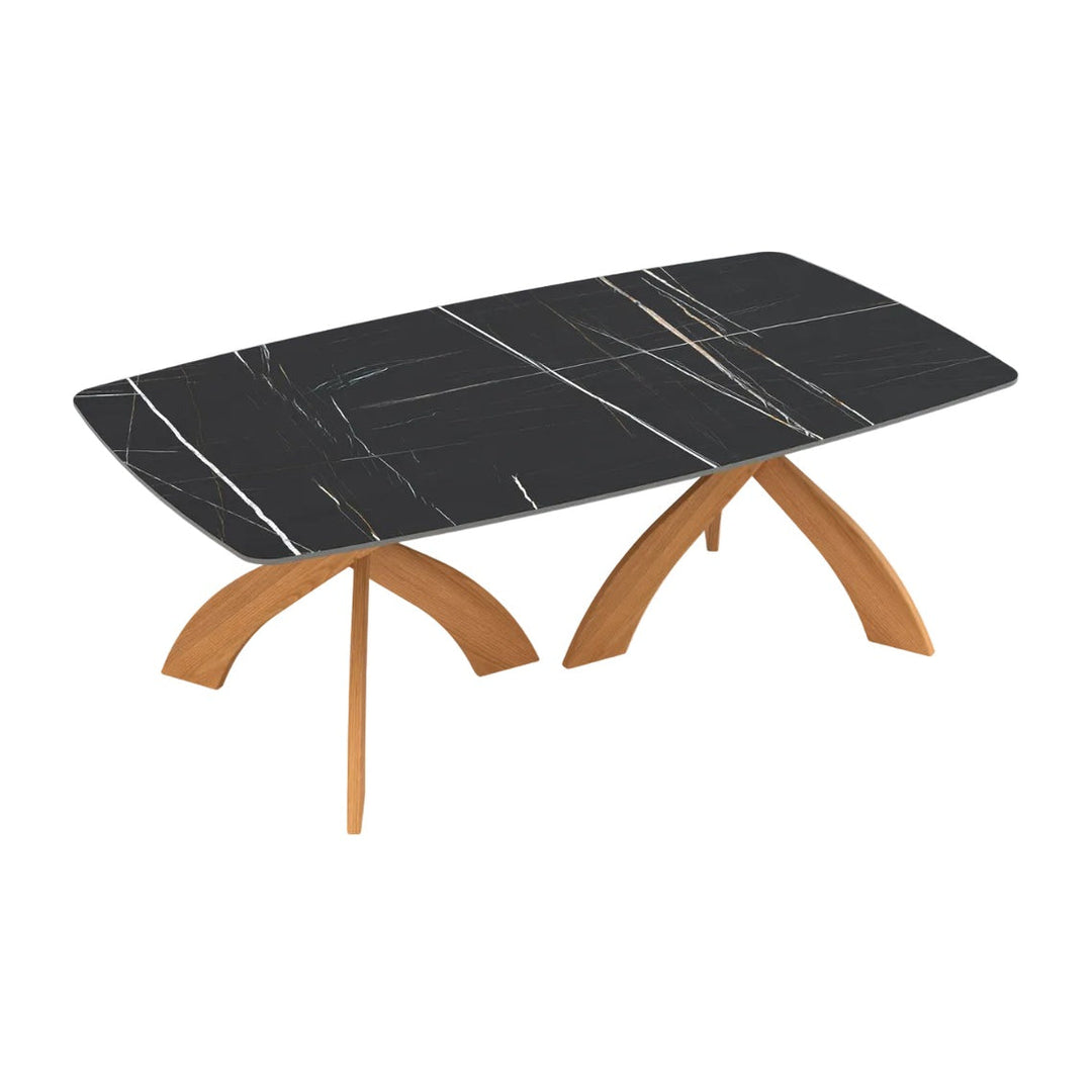 Entwine Double Pedestal Boat Shaped Sintered Stone Dining Table Copeland Furniture