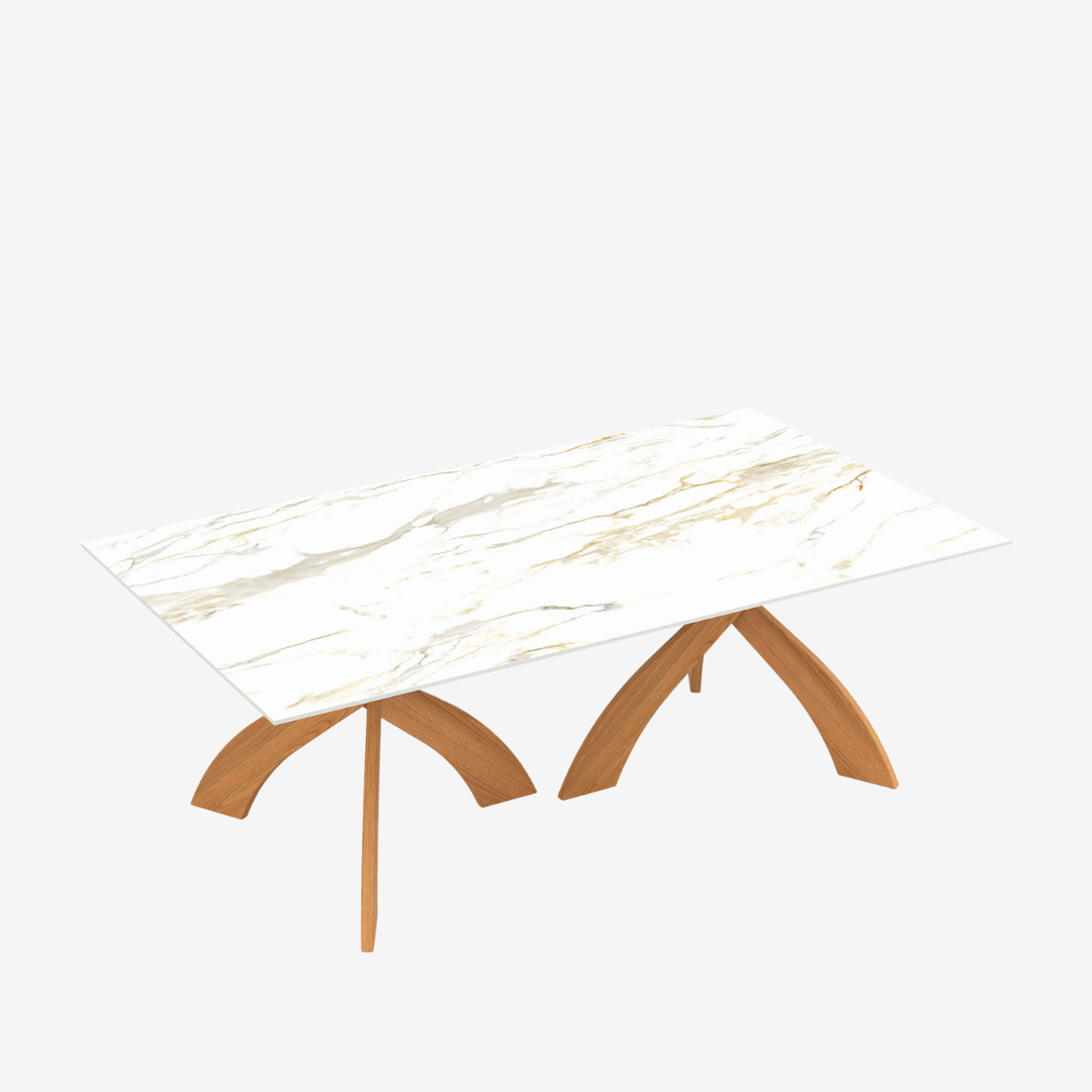 Entwine rectangular Macchia Vecchia stone dining table
