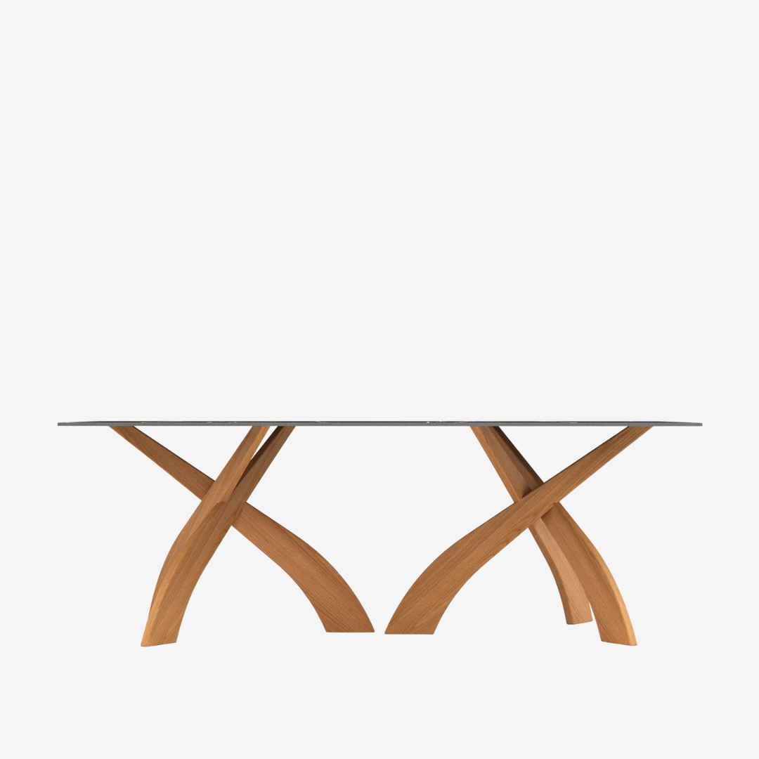 Entwine rectangular Sahara Noir dining table detail
