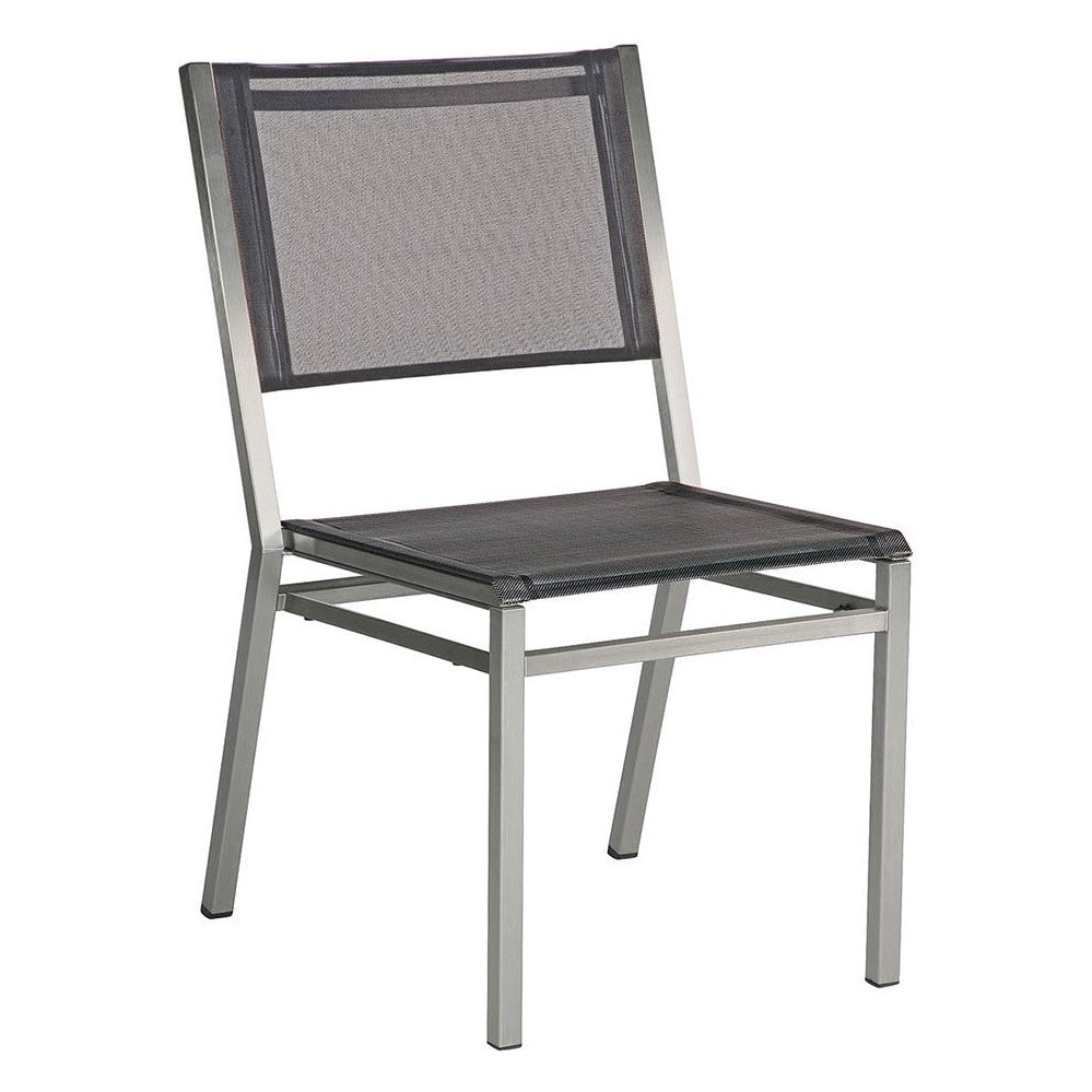 Equinox Chair – Stainless & Sling by Barlow Tyrie – Charcoal, white background